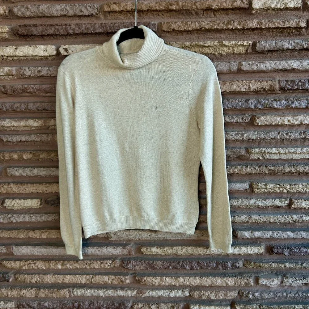 Lauren Ralph Lauren Tan Silk Cashmere Blend Turtleneck Sweater Size Small